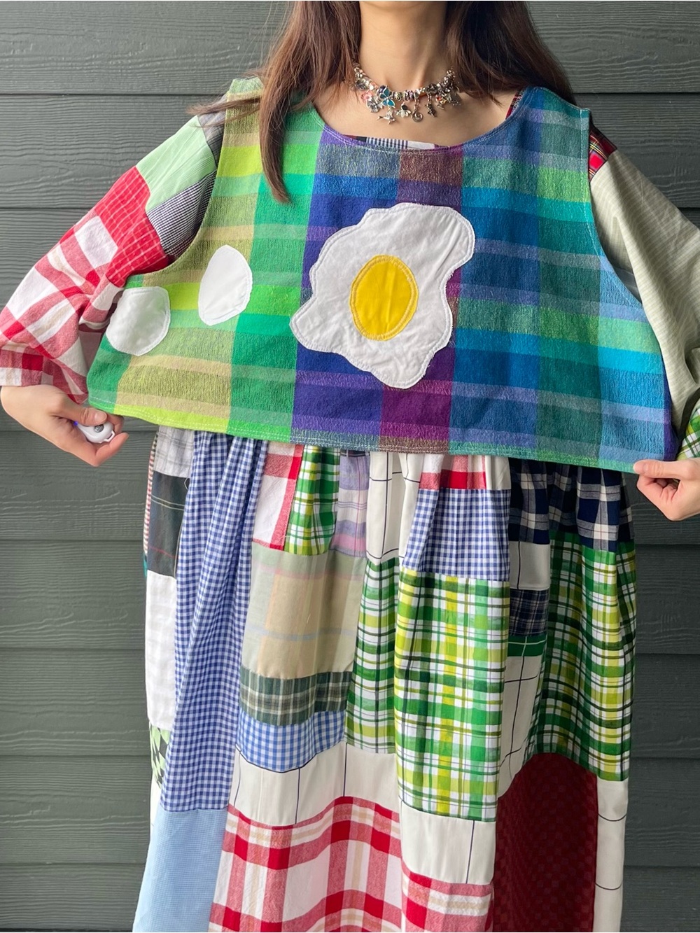 Sunny Side Up | Handmade Vintage Woven Plaid Crop Top SKU 07236